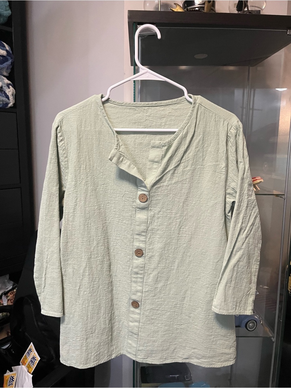 100% Cotton Light Sage Green Women's Casual Shirt